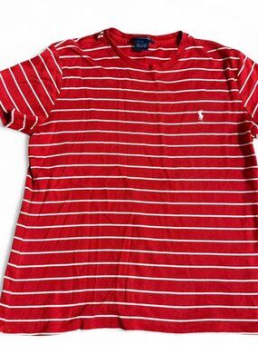 Red and white striped Ralph Lauren sport t-shirt in excellent condition